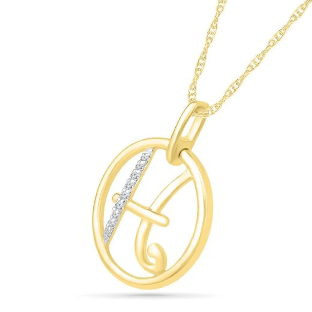 10K Yellow Gold Pisces Diamond Pendant