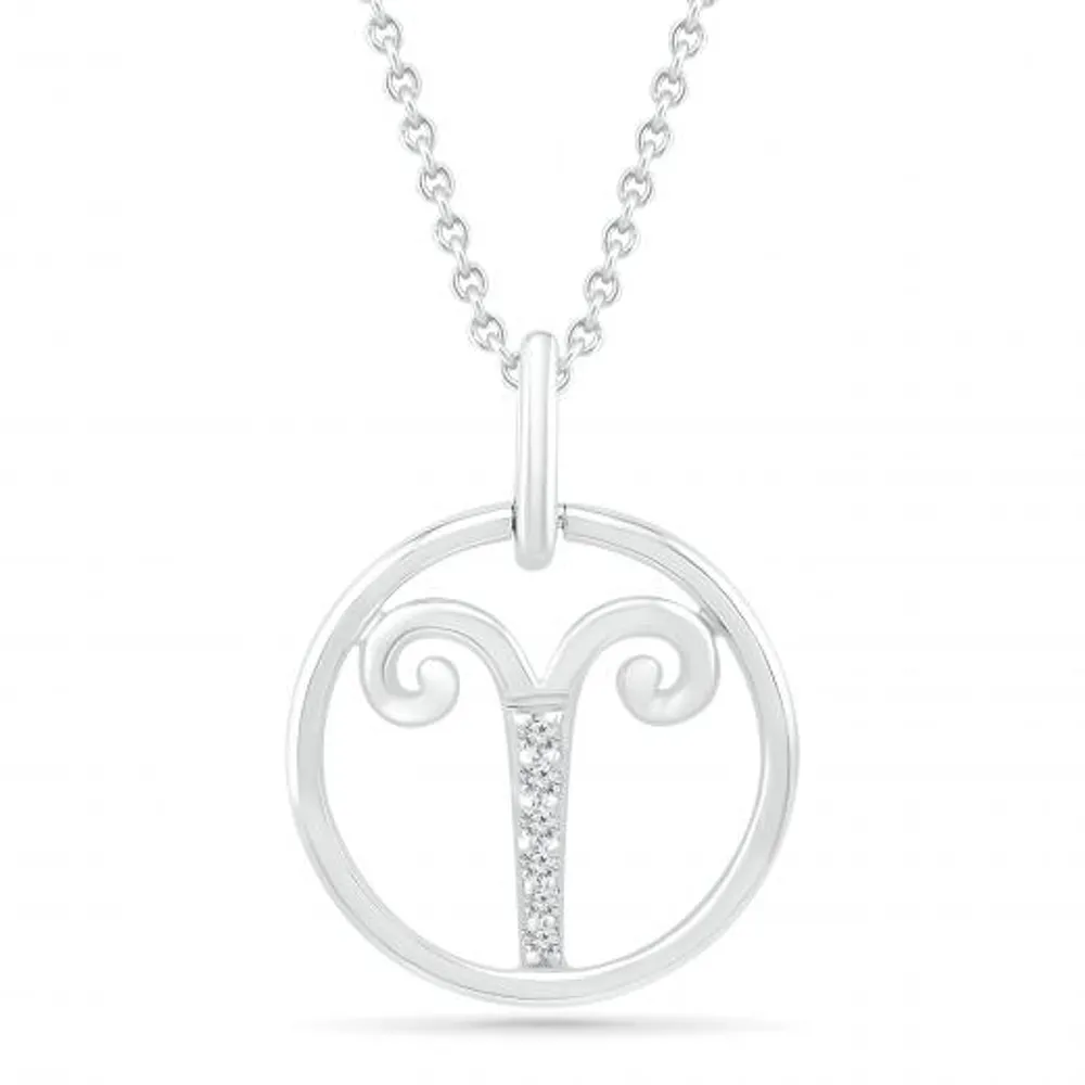 Sterling Silver Aries Diamond Pendant