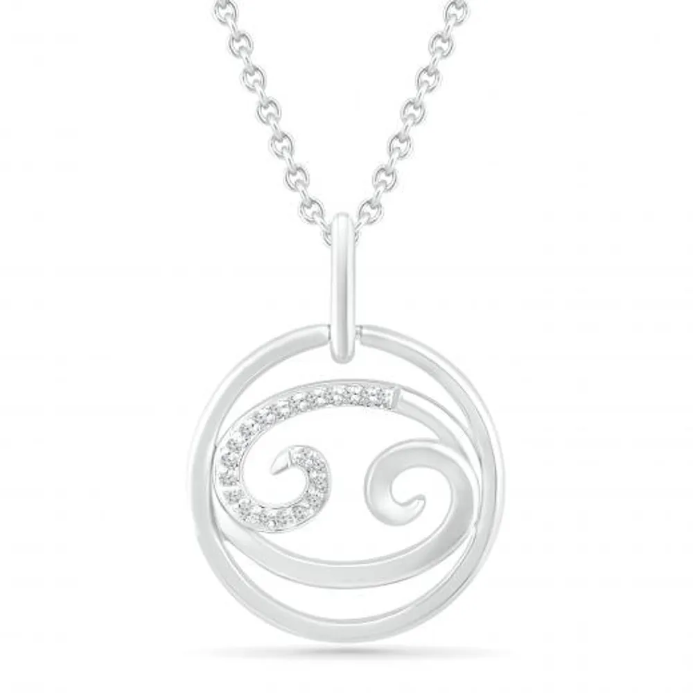 Sterling Silver Cancer Diamond Pendant