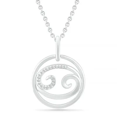 Sterling Silver Cancer Diamond Pendant