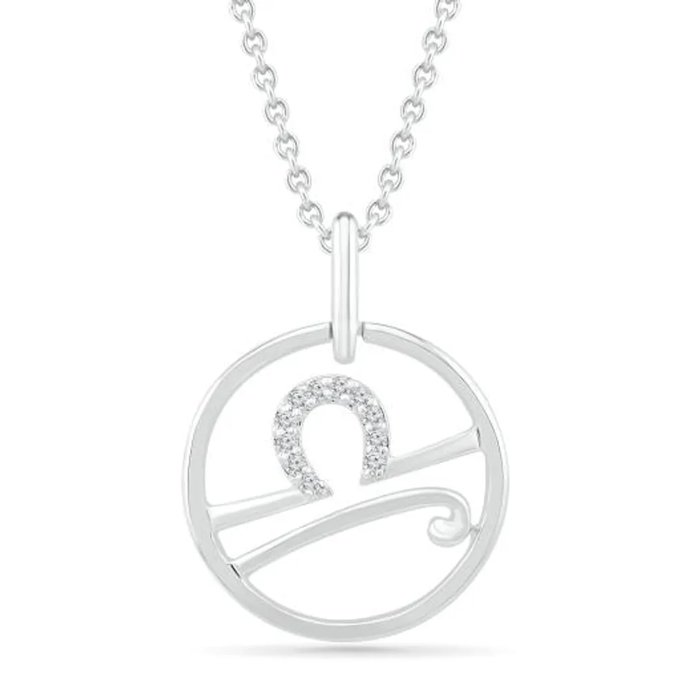 Sterling Silver Libra Diamond Pendant