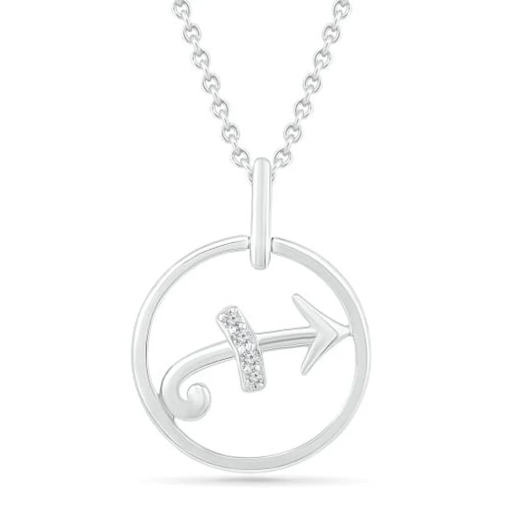 Sterling Silver Sagittarius Diamond Pendant