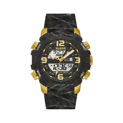 Guess Men's Stainless Steel Gold-Tone and Black Digital Watch