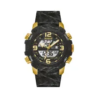 Guess Men's Stainless Steel Gold-Tone and Black Digital Watch