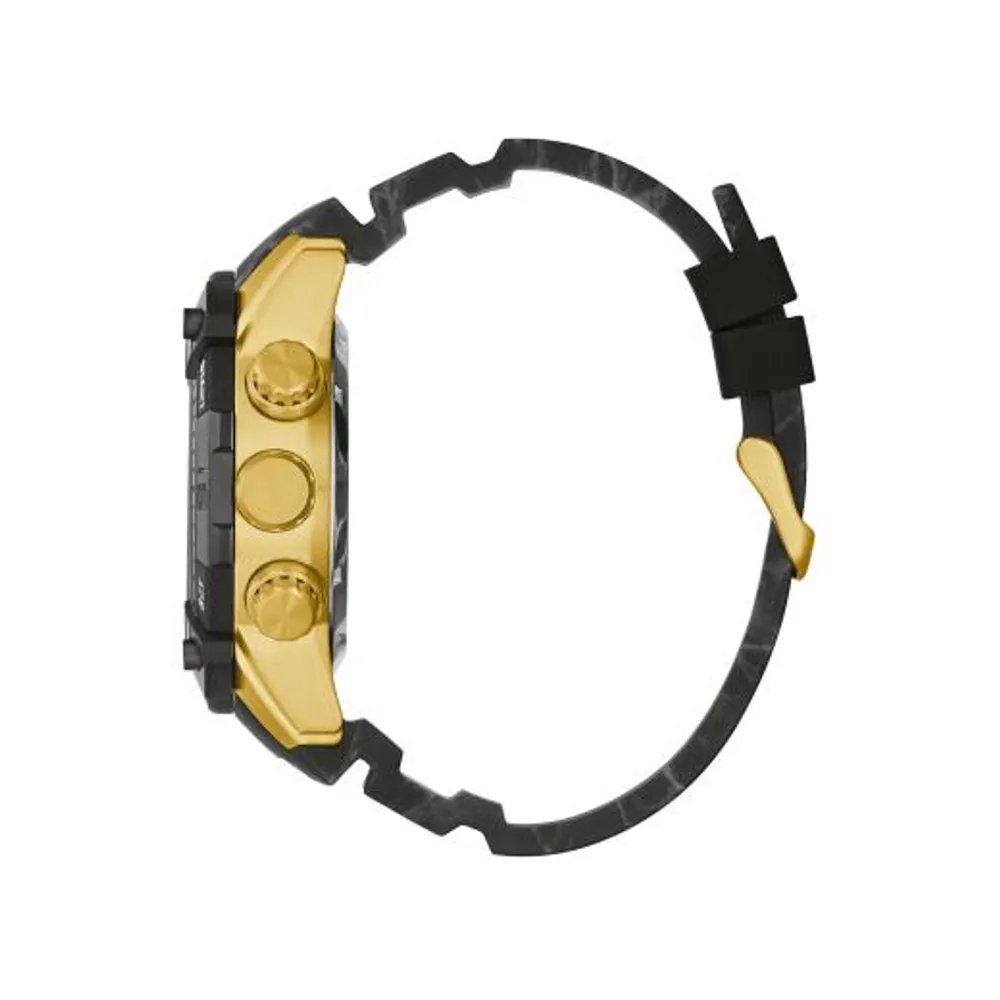 Guess Men's Stainless Steel Gold-Tone and Black Digital Watch