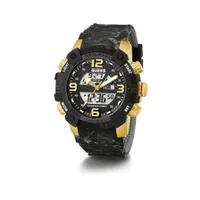 Guess Men's Stainless Steel Gold-Tone and Black Digital Watch