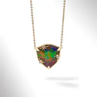 KORITE STARLIGHT Sterling Silver 18K Gold Plated Ammolite & White Topaz Necklace