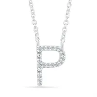 Diamond Addiction Sterling Silver & Diamond "P" Initial Necklace