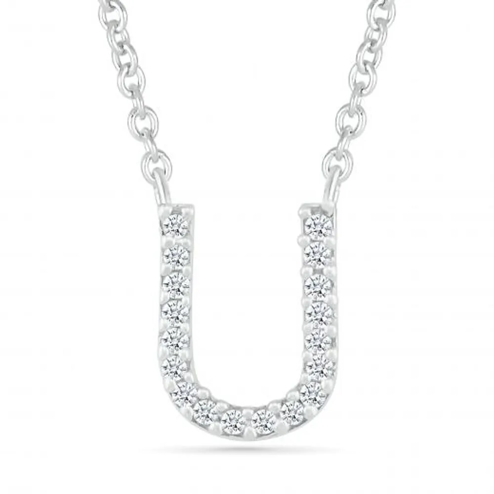 Diamond Addiction Sterling Silver & Diamond "U" Initial Necklace