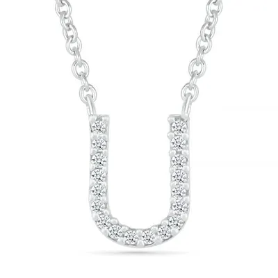 Diamond Addiction Sterling Silver & Diamond "U" Initial Necklace