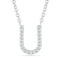 Diamond Addiction Sterling Silver & Diamond "U" Initial Necklace