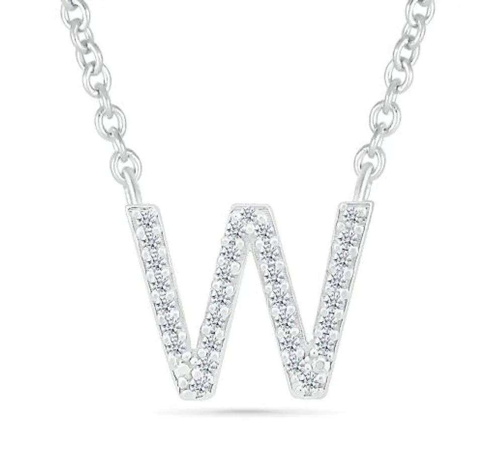 Diamond Addiction Sterling Silver & Diamond "W" Initial Necklace