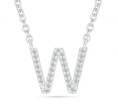 Diamond Addiction Sterling Silver & Diamond "W" Initial Necklace