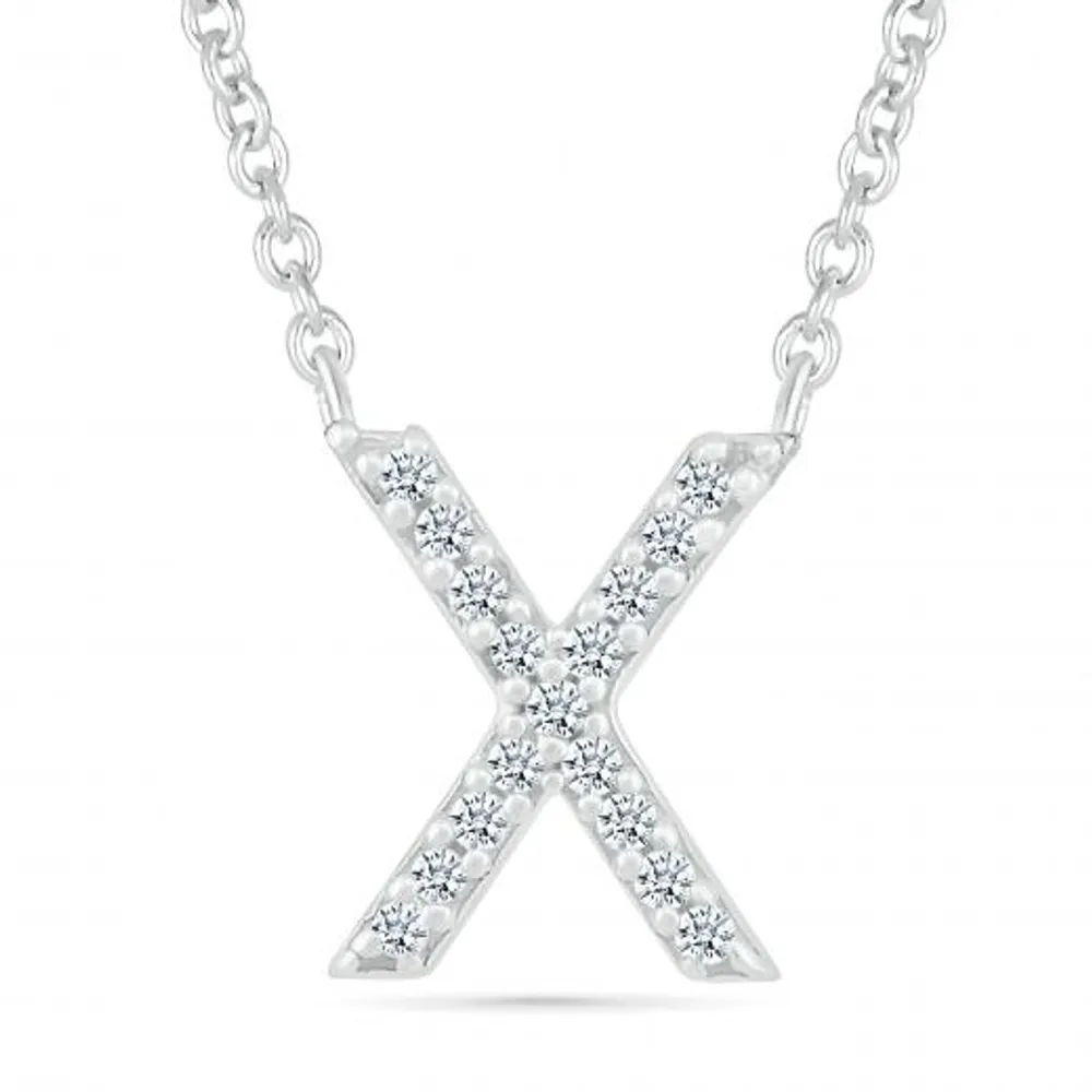 Diamond Addiction Sterling Silver & Diamond "X" Initial Necklace