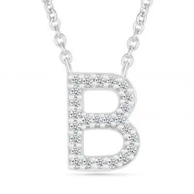 Sterling Silver & Diamond "B" Initial Necklace