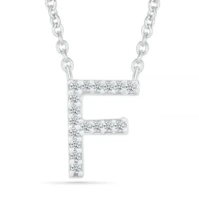 Sterling Silver & Diamond "F" Initial Necklace