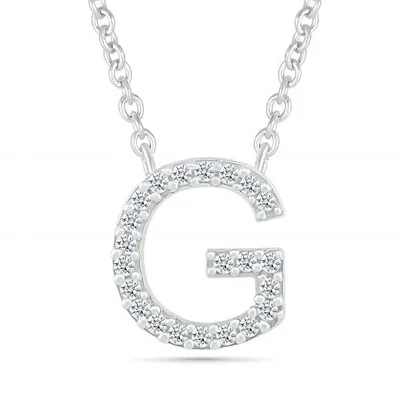 Sterling Silver & Diamond "G" Initial Necklace