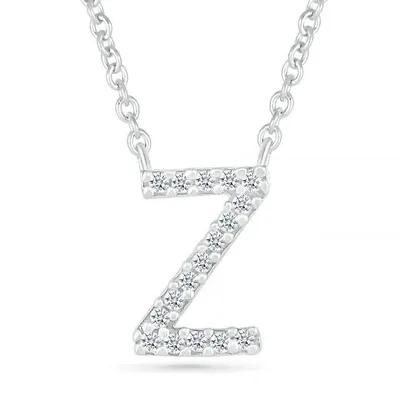 Sterling Silver & Diamond "Z" Initial Necklace