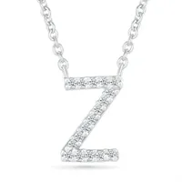 Sterling Silver & Diamond "Z" Initial Necklace