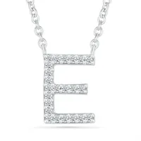 Sterling Silver & Diamond "E" Initial Necklace