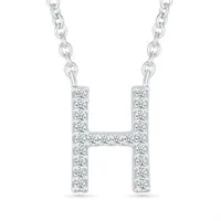 Sterling Silver & Diamond "H" Initial Necklace