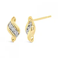 10K Yellow Gold 0.10CTW Diamond Earrings