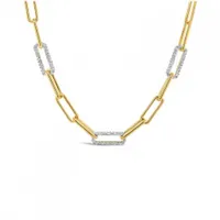 Sterling Silver 10K Yellow Gold Plated 0.20CTW Diamond Paperclip Chain