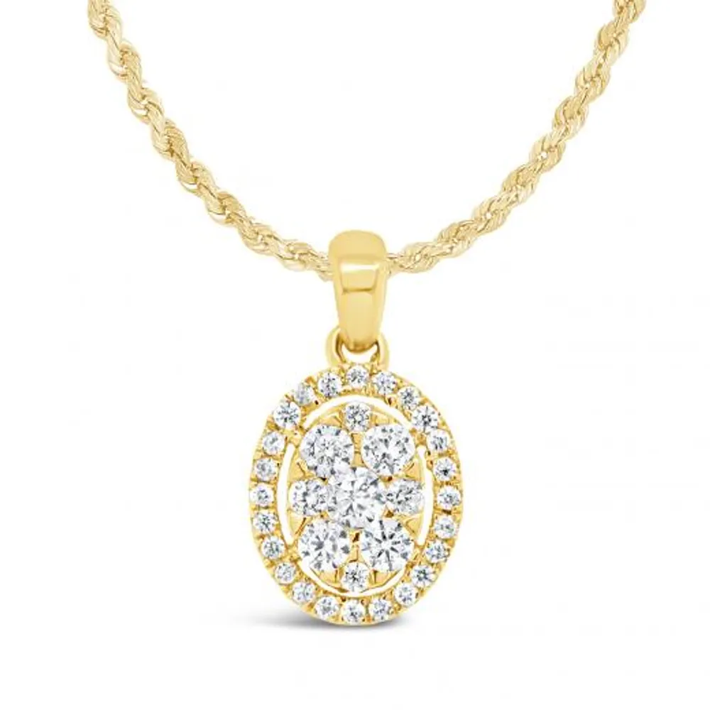 10K Yellow Gold 0.25CTW Diamond Oval Shaped Pendant