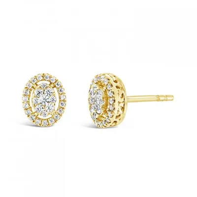 10K Yellow Gold 0.25CTW Oval Diamond Earrings
