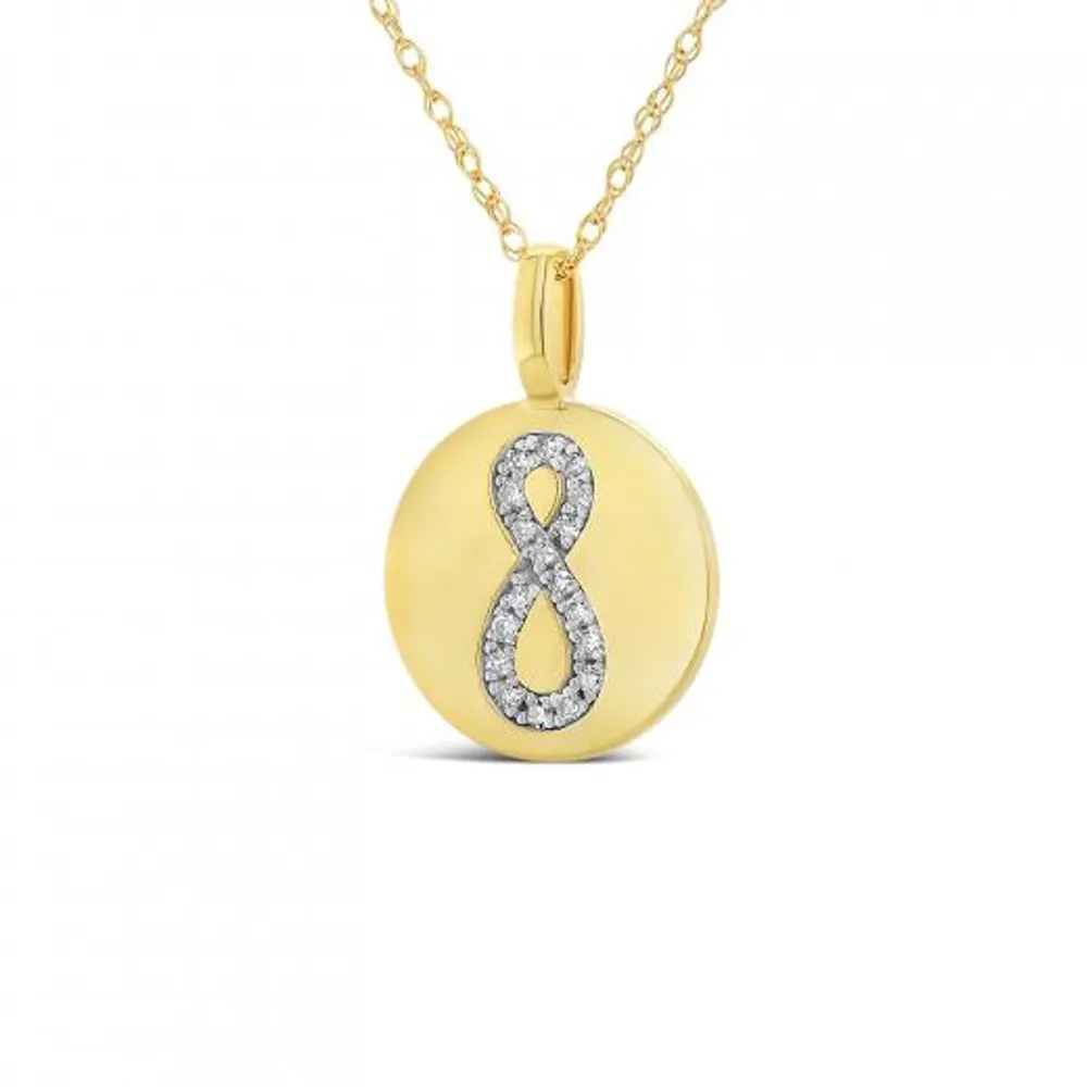 10K Yellow Gold Diamond Infinity Disc Pendant