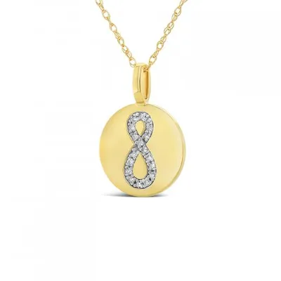 10K Yellow Gold Diamond Infinity Disc Pendant