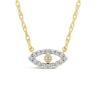 10K Yellow Gold Diamond Evil Eye Necklace
