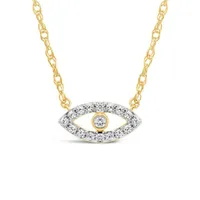 10K Yellow Gold Diamond Evil Eye Necklace