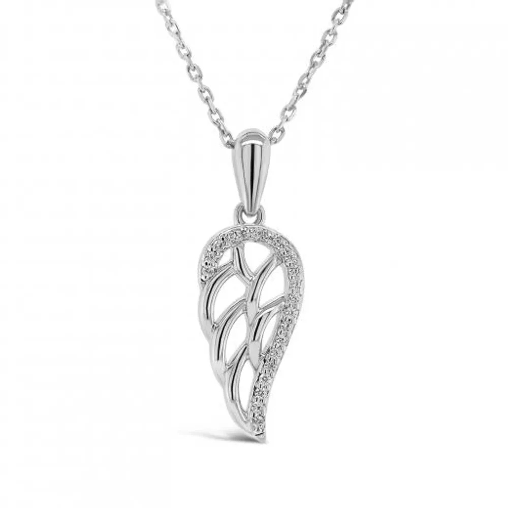 Sterling Silver Diamond Wing Pendant