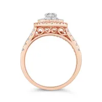 10K Rose Gold 1.00CTW Diamond Oval Shaped Bridal Set