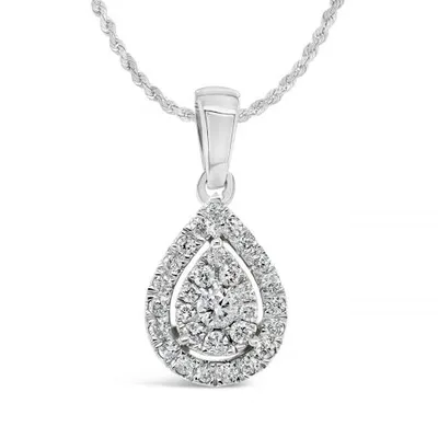 10K White Gold 0.25CTW Bouquet Pear Shaped Pendant