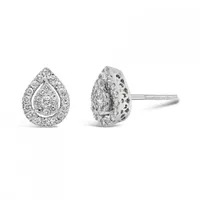 10K White Gold 0.25CTW Bouquet Pear Shaped Earrings