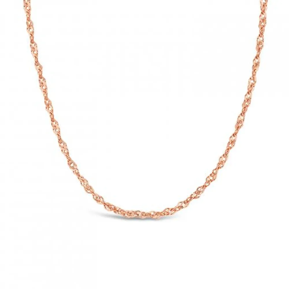 10K Rose Gold 18" 1.45mm Singapore Chain