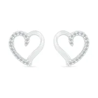 10K White Gold Diamond Heart Earrings