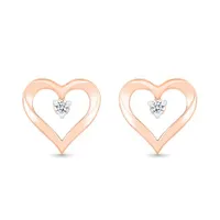 10K Rose Gold Diamond Heart Earrings