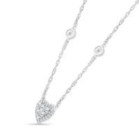 10K White Gold 0.18CTW Diamond Heart Necklace