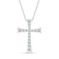 10K White Gold 0.23CTW Diamond Cross Pendant