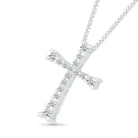 10K White Gold 0.23CTW Diamond Cross Pendant