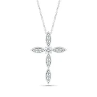 10K White Gold 0.29CTW Diamond Cross Pendant