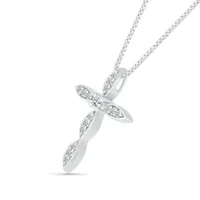 10K White Gold 0.29CTW Diamond Cross Pendant