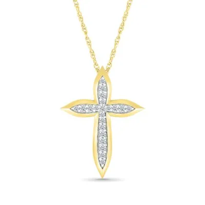 10K Yellow Gold 0.14CTW Diamond Cross Pendant