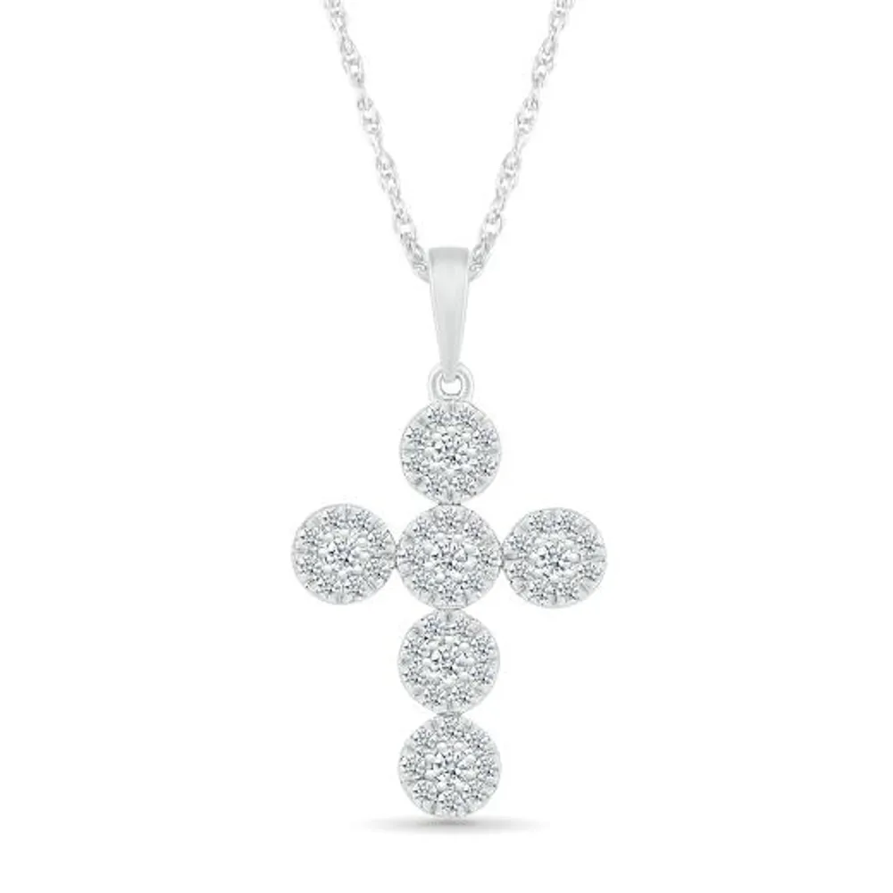 10K White Gold 0.23CTW Diamond Cross Pendant