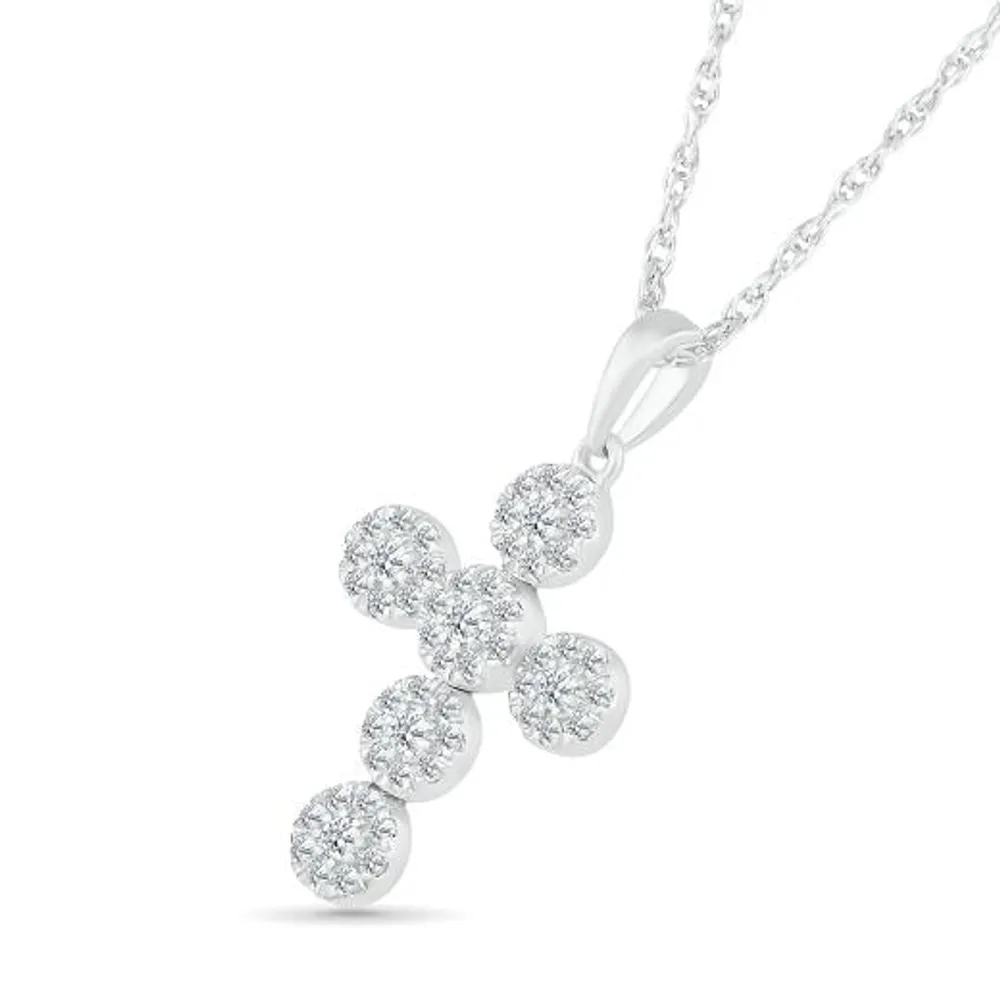 10K White Gold 0.23CTW Diamond Cross Pendant