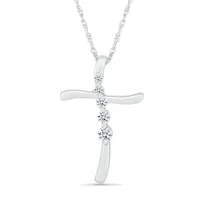 10K White Gold 0.11CTW Diamond Cross Pendant