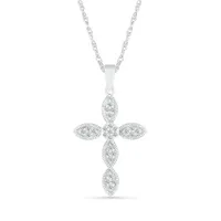 10K White Gold 0.11CTW Diamond Cross Pendant